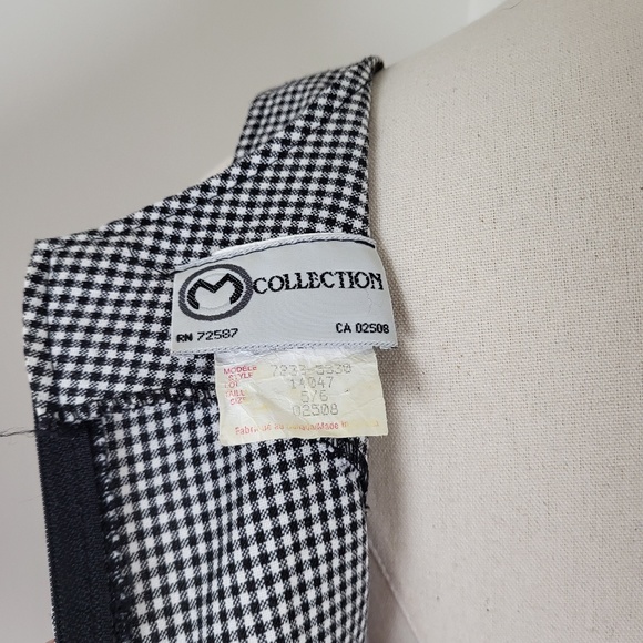 90's Gingham Mini Dress high neck sleeveless checkered plaid modest back zipper - Picture 9 of 11